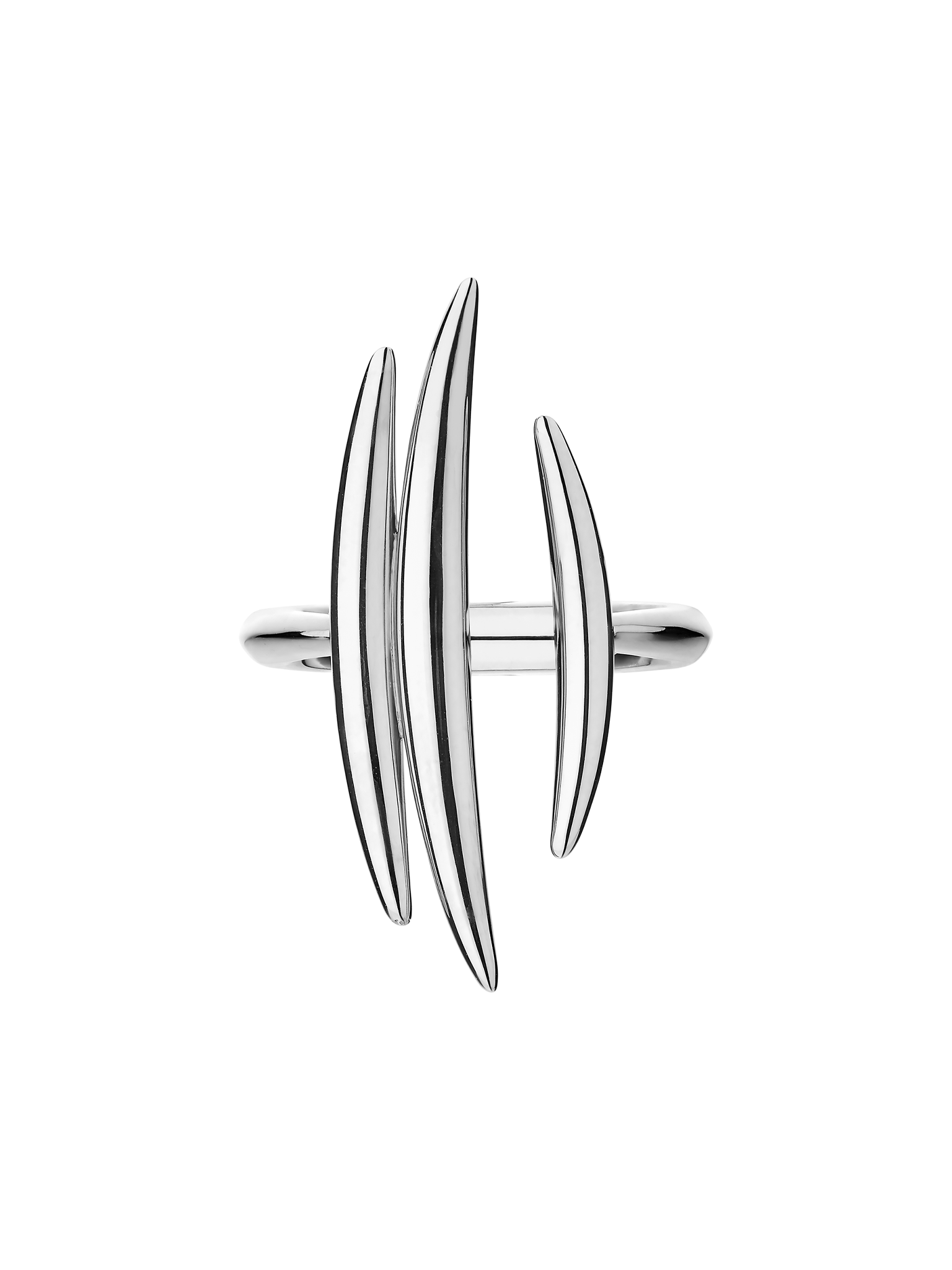 Quill triple bar ring - silver